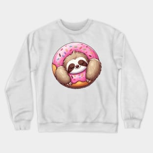Sweet Dreams Sloth in Donut Illustration Crewneck Sweatshirt